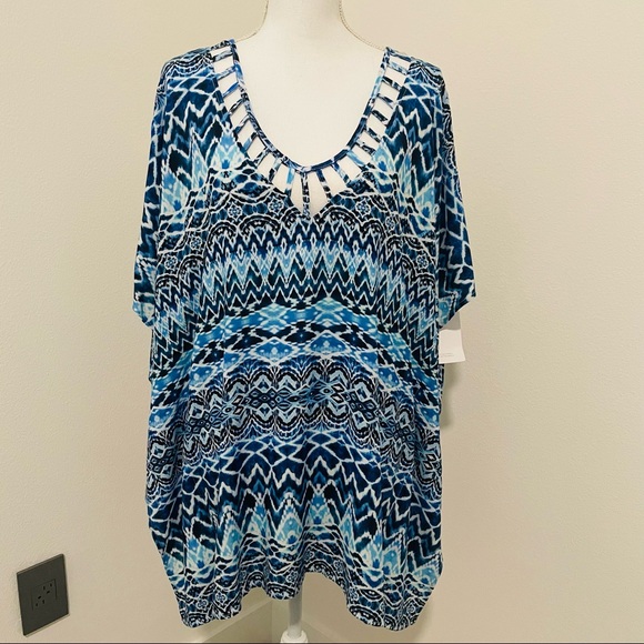 La Blanca Oasis Ikat Tunic Style Swim Coverup - Picture 2 of 10